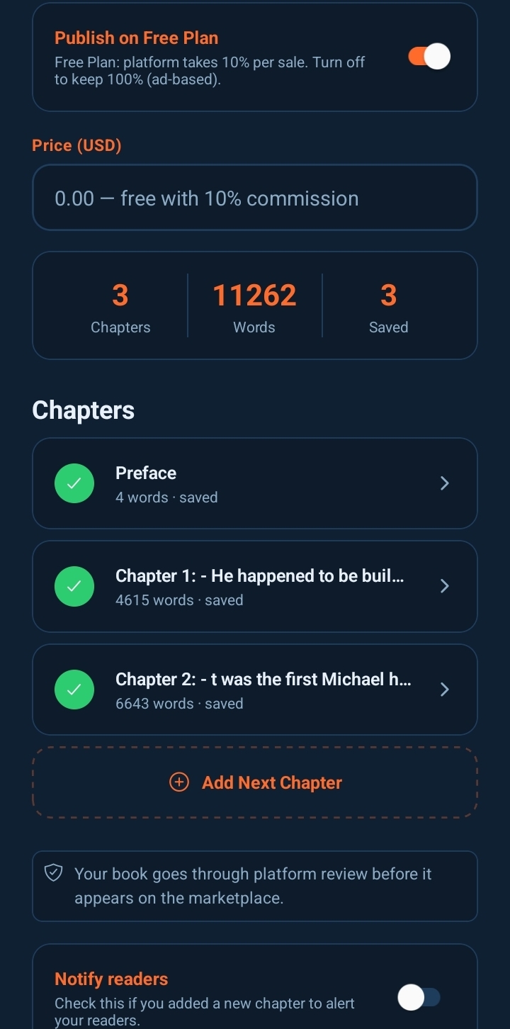 Chapter review screen