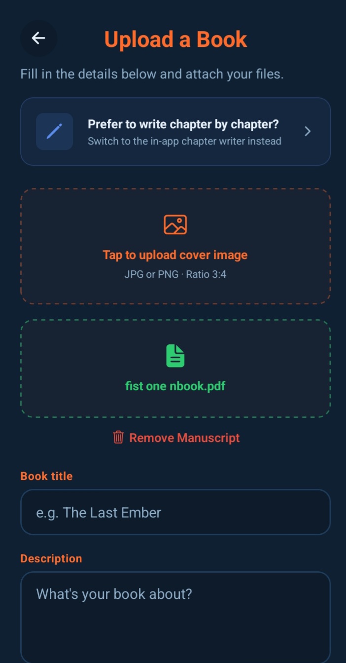 Upload manuscript screen