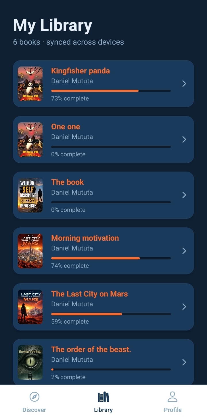 Reader library screen