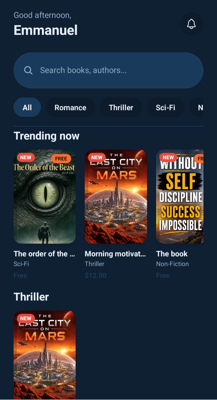 Reader library screen